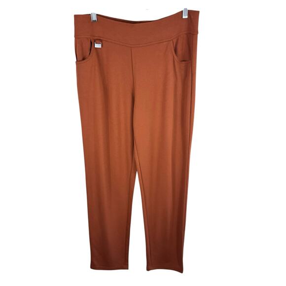 Onque Casual Burnt Orange Straight Leg Lightweight Stretchy Pull On Pants Size M - Picture 1 of 5